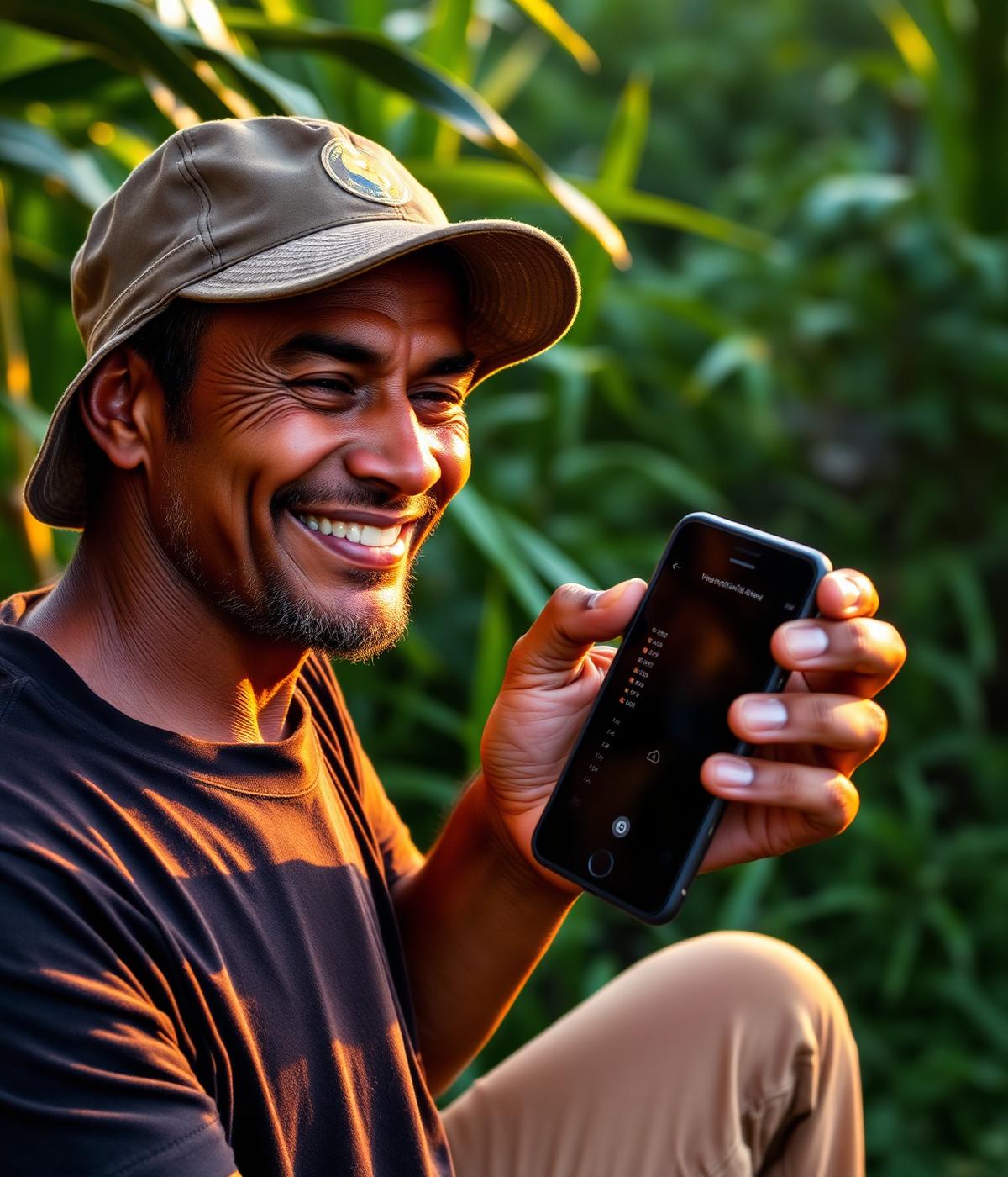 Produtor rural usando o Starlink Chip em área remota